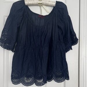 Vintage Kenzo Midnight Blue Eyelet Blouse